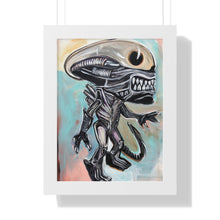 Load image into Gallery viewer, Disco Alien by Brian Carter Framed Matte Print in Black Frame with Acrylic Cover