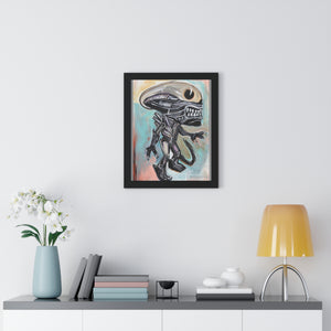 Disco Alien by Brian Carter Framed Matte Print in Black Frame with Acrylic Cover