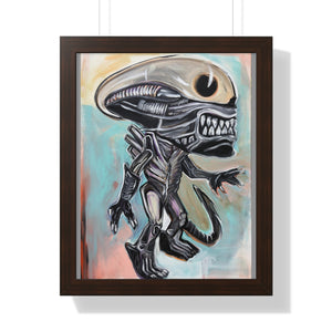 Disco Alien by Brian Carter Framed Matte Print in Black Frame with Acrylic Cover