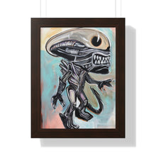 Load image into Gallery viewer, Disco Alien by Brian Carter Framed Matte Print in Black Frame with Acrylic Cover