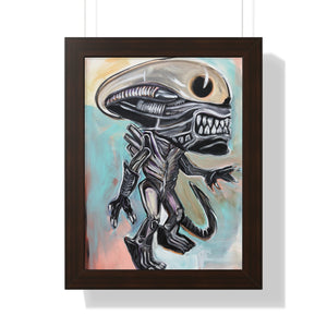 Disco Alien by Brian Carter Framed Matte Print in Black Frame with Acrylic Cover