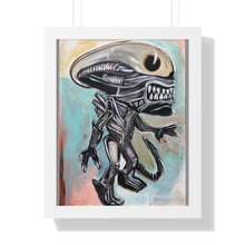 Load image into Gallery viewer, Disco Alien by Brian Carter Framed Matte Print in Black Frame with Acrylic Cover