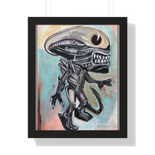 Load image into Gallery viewer, Disco Alien by Brian Carter Framed Matte Print in Black Frame with Acrylic Cover