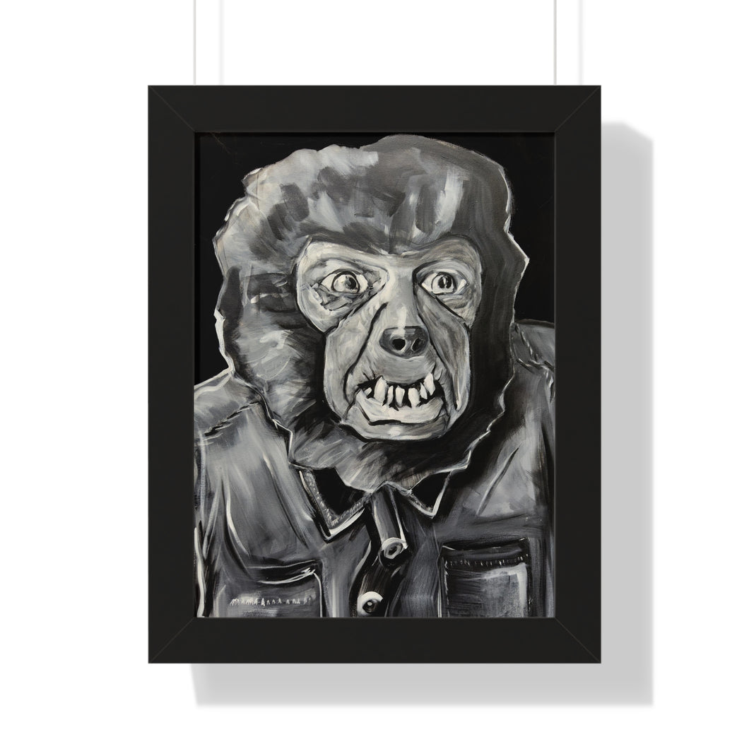 Latex Wolf Mask by Brian Carter Framed Matte Print in Black Frame with Acrylic Cover