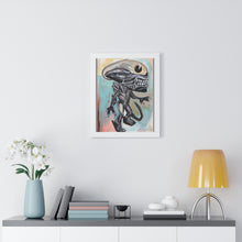 Load image into Gallery viewer, Disco Alien by Brian Carter Framed Matte Print in Black Frame with Acrylic Cover